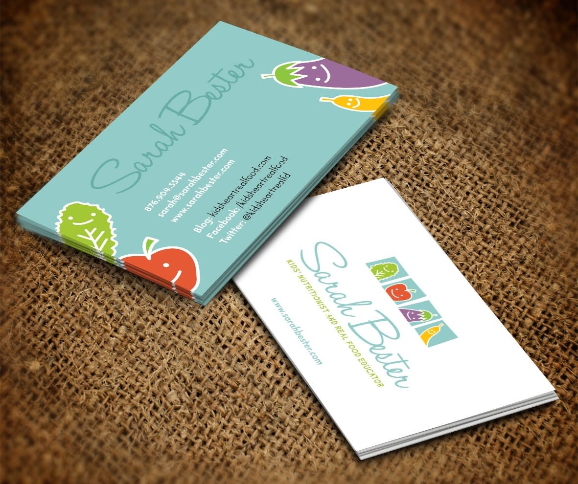 Sarah Bester Business Card in pastel colours