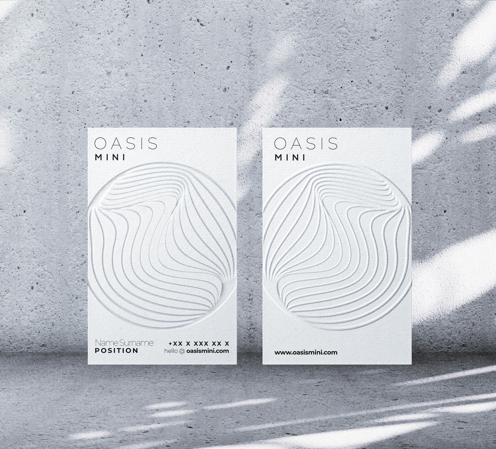 Business card design with a raised graphic