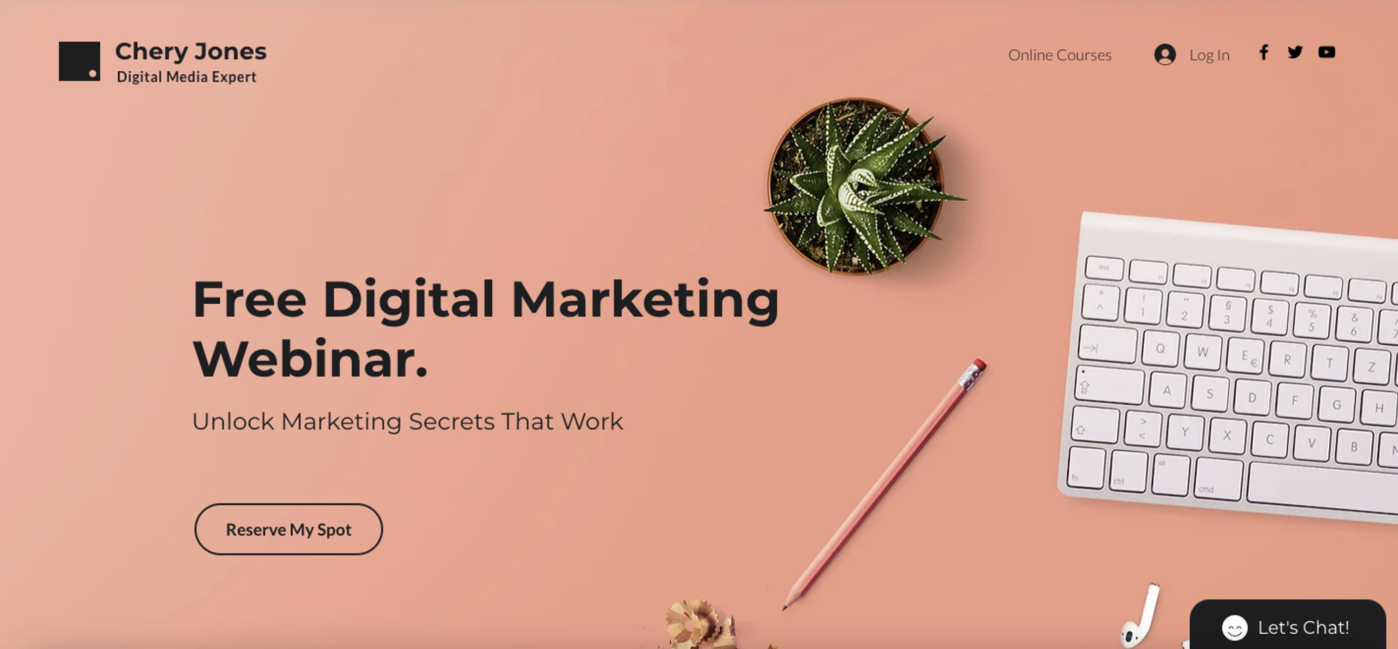 Customizable website template for a marketing professional