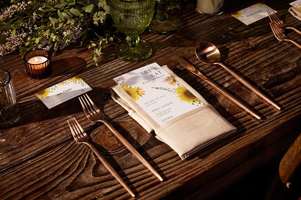 rustic wedding dinner setting
