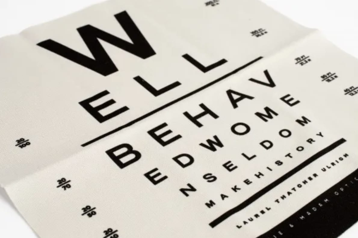 A brochure from Brownie and Madam branding programme, laid out like an eye test