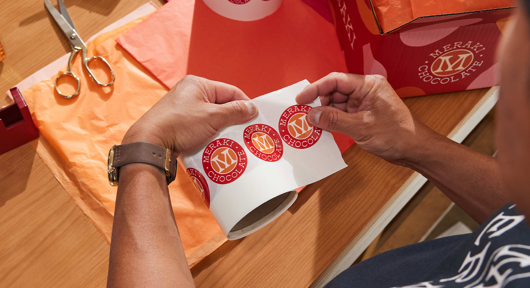 chocolate brand logo on stickers