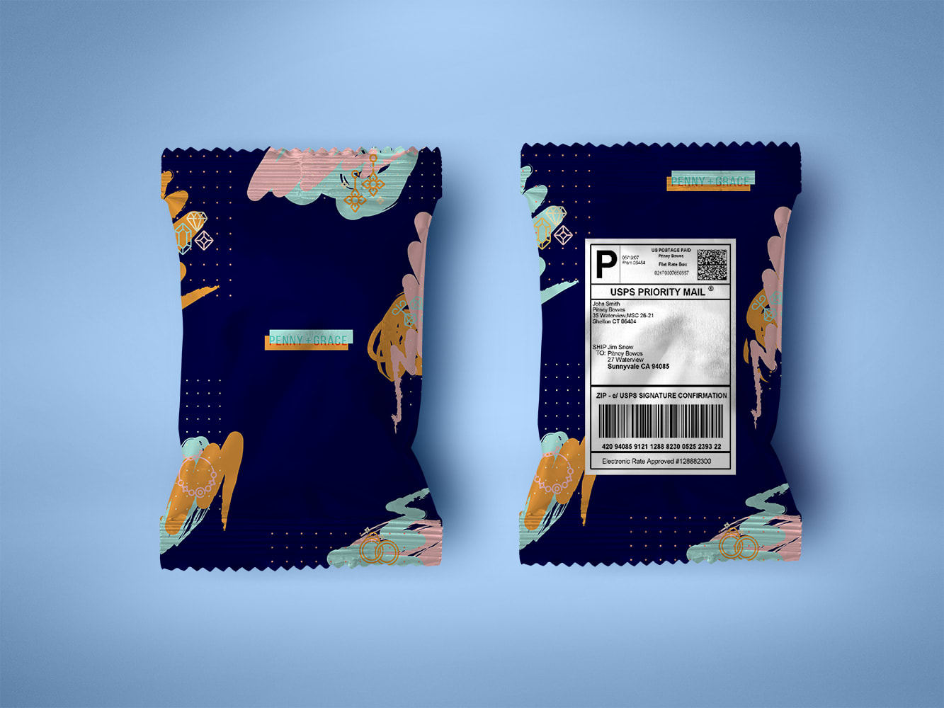 Mailing package design for a jewelry brand