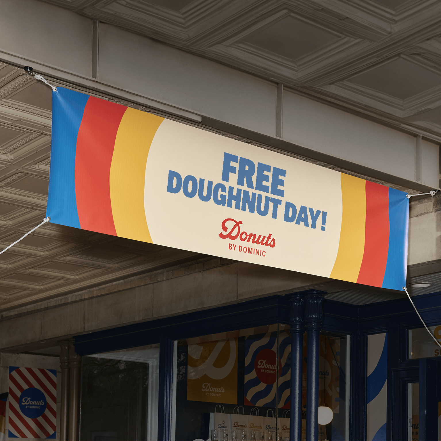 Serif and sans serif doughnut shop banner