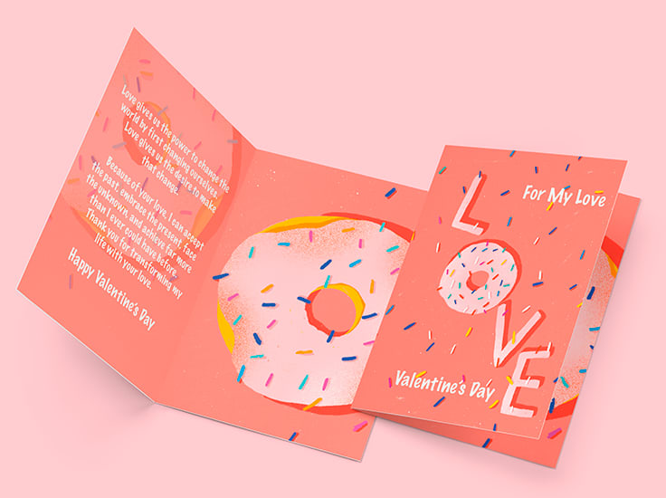 Valentine's Day card with a donut design