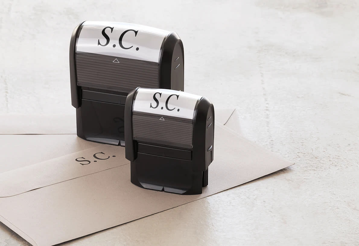 50th birthday gift idea: Custom stamp with initials