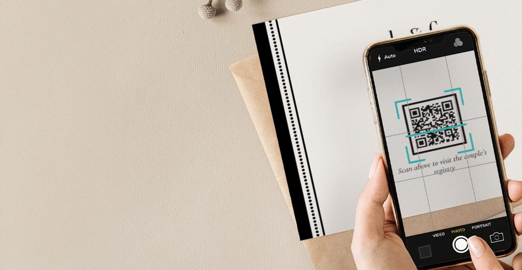 Scanning a QR code for wedding registry