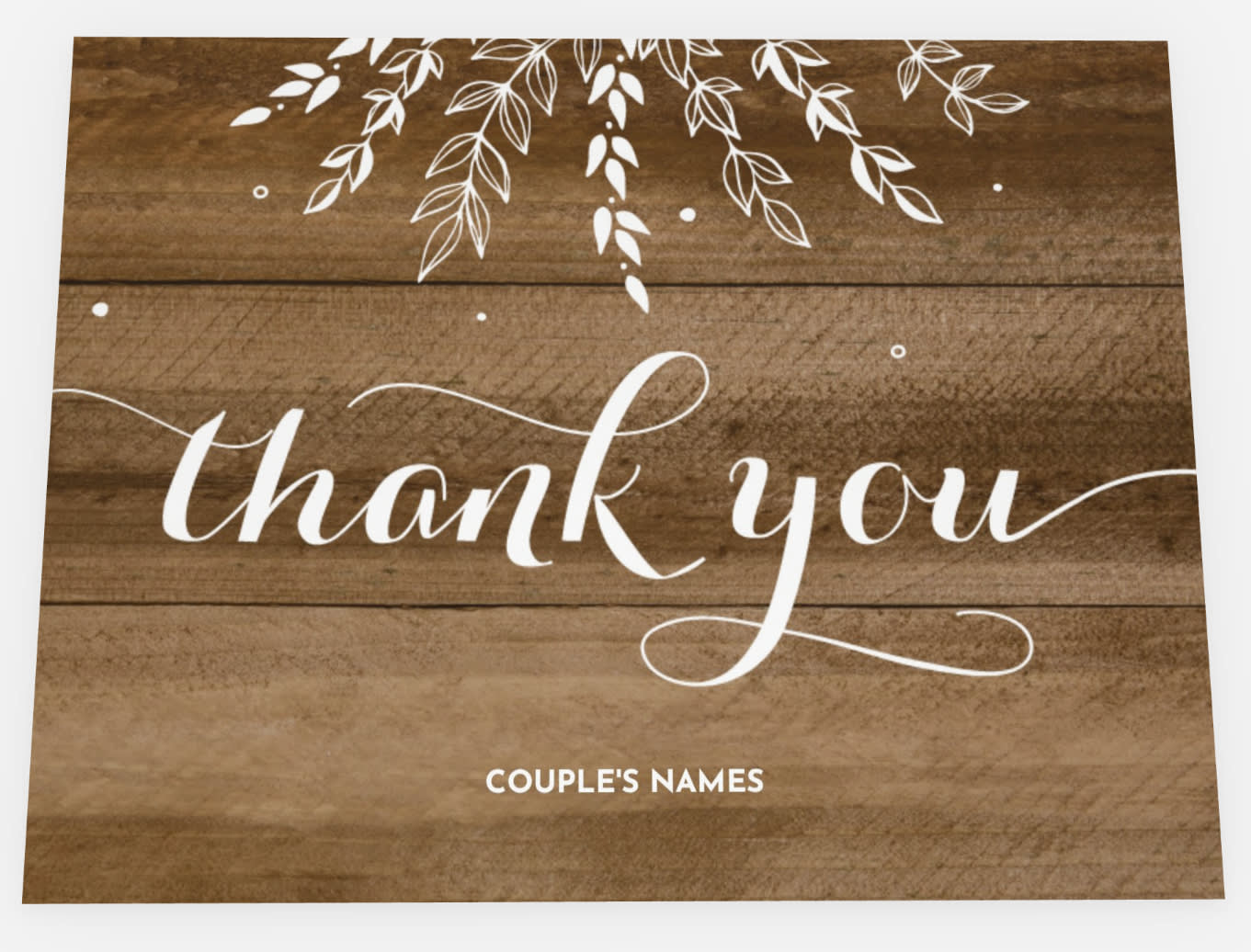 Wooden texture wedding thank you card design