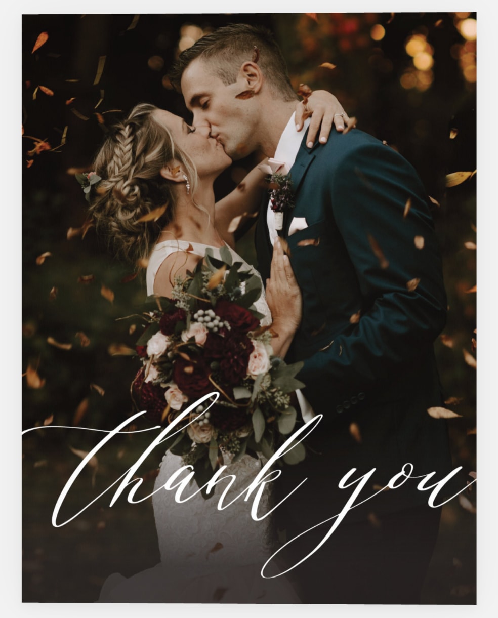 Wedding photo thank you card design