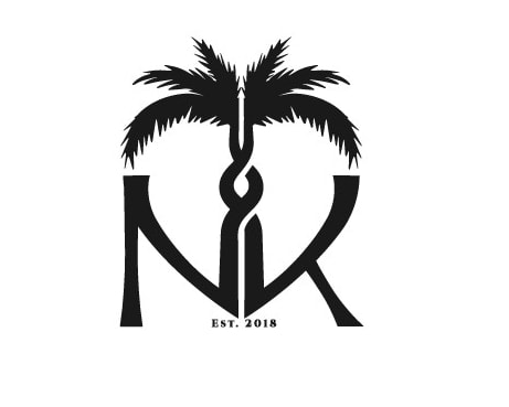 Wedding logo for a destination wedding that features a palm tree