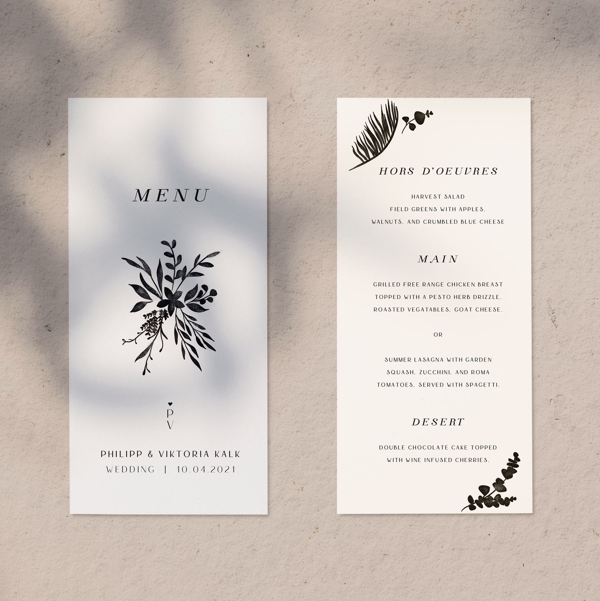 Wedding menu design