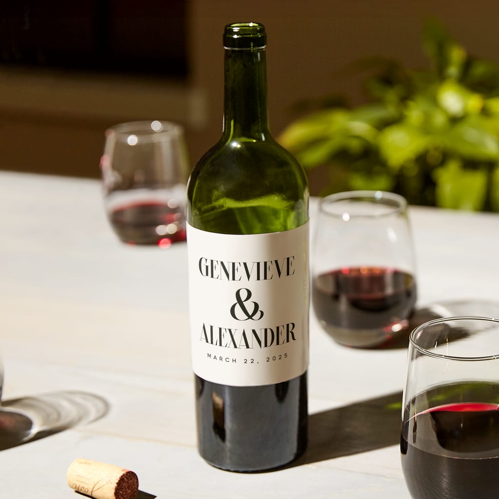 Custom wine label to print wedding menu on
