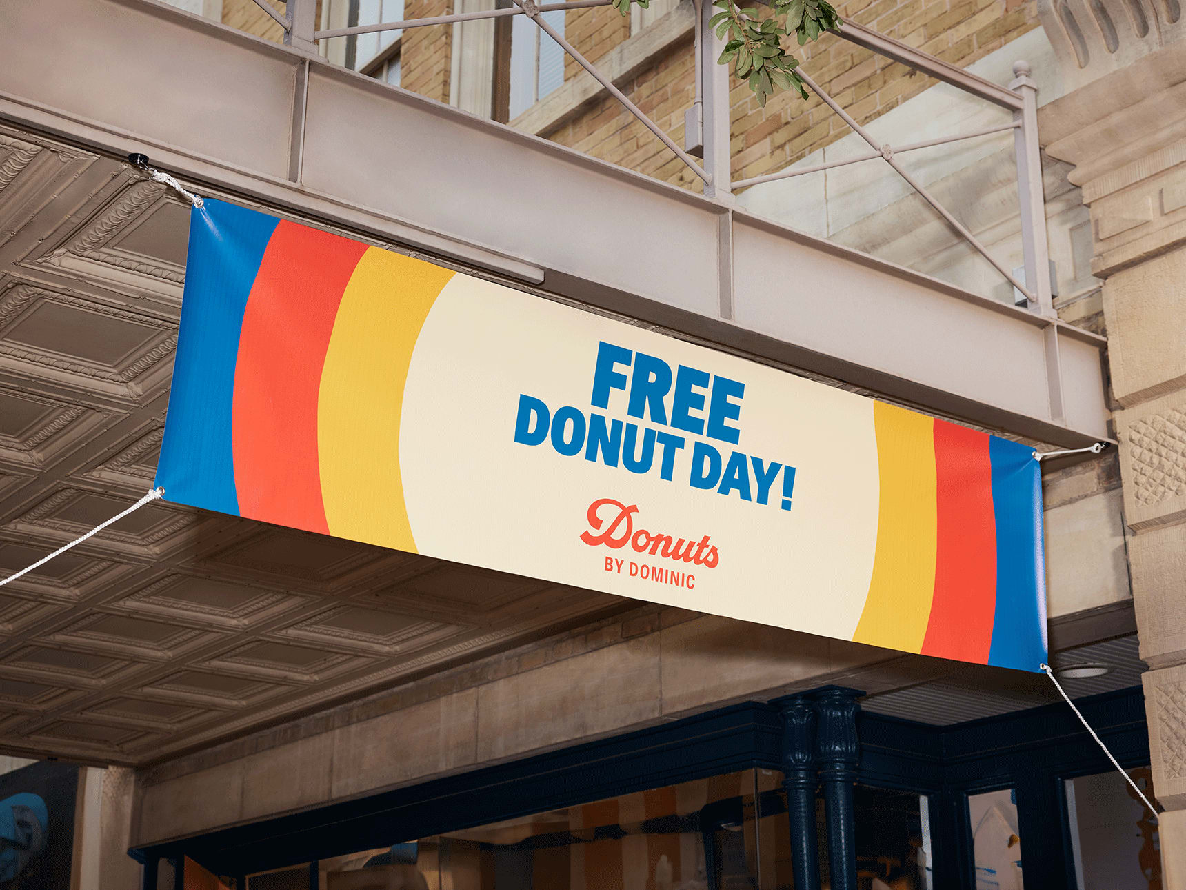 A vinyl banner advertising a promotion.