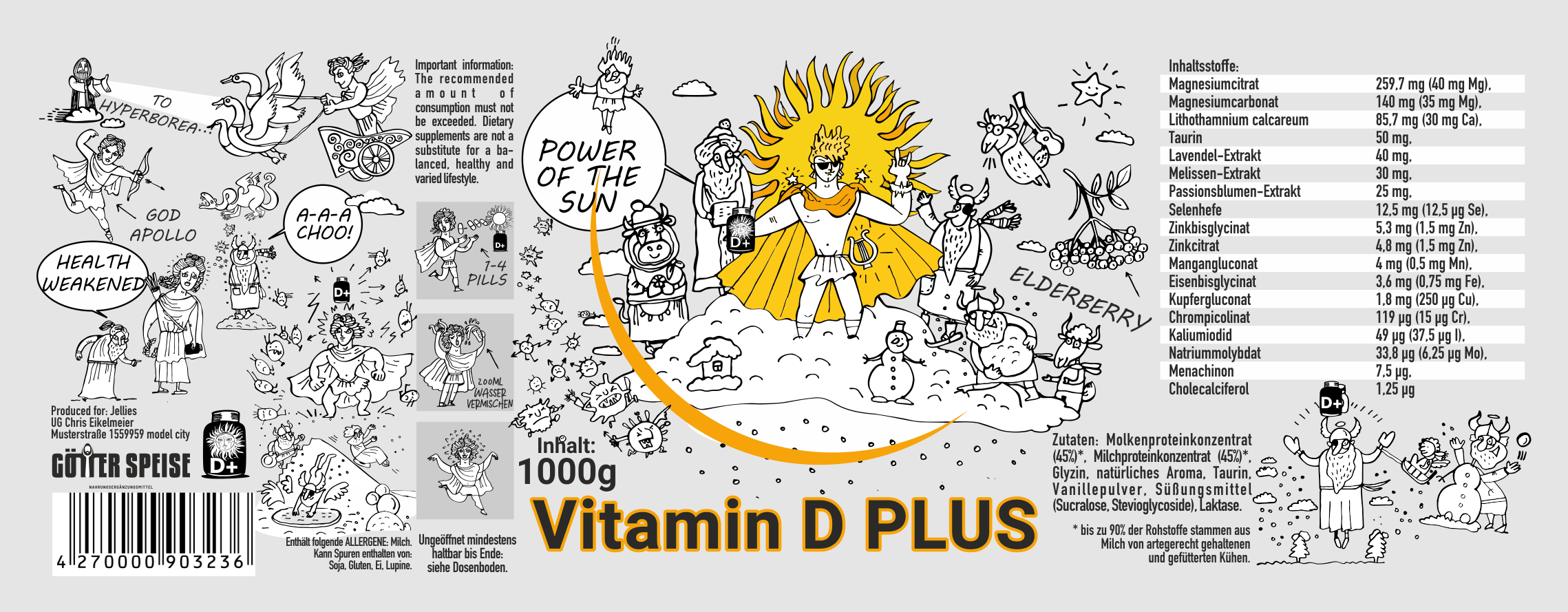 Vitamin packaging with hand-drawn characters Marker Pen Mascots packaging design trend