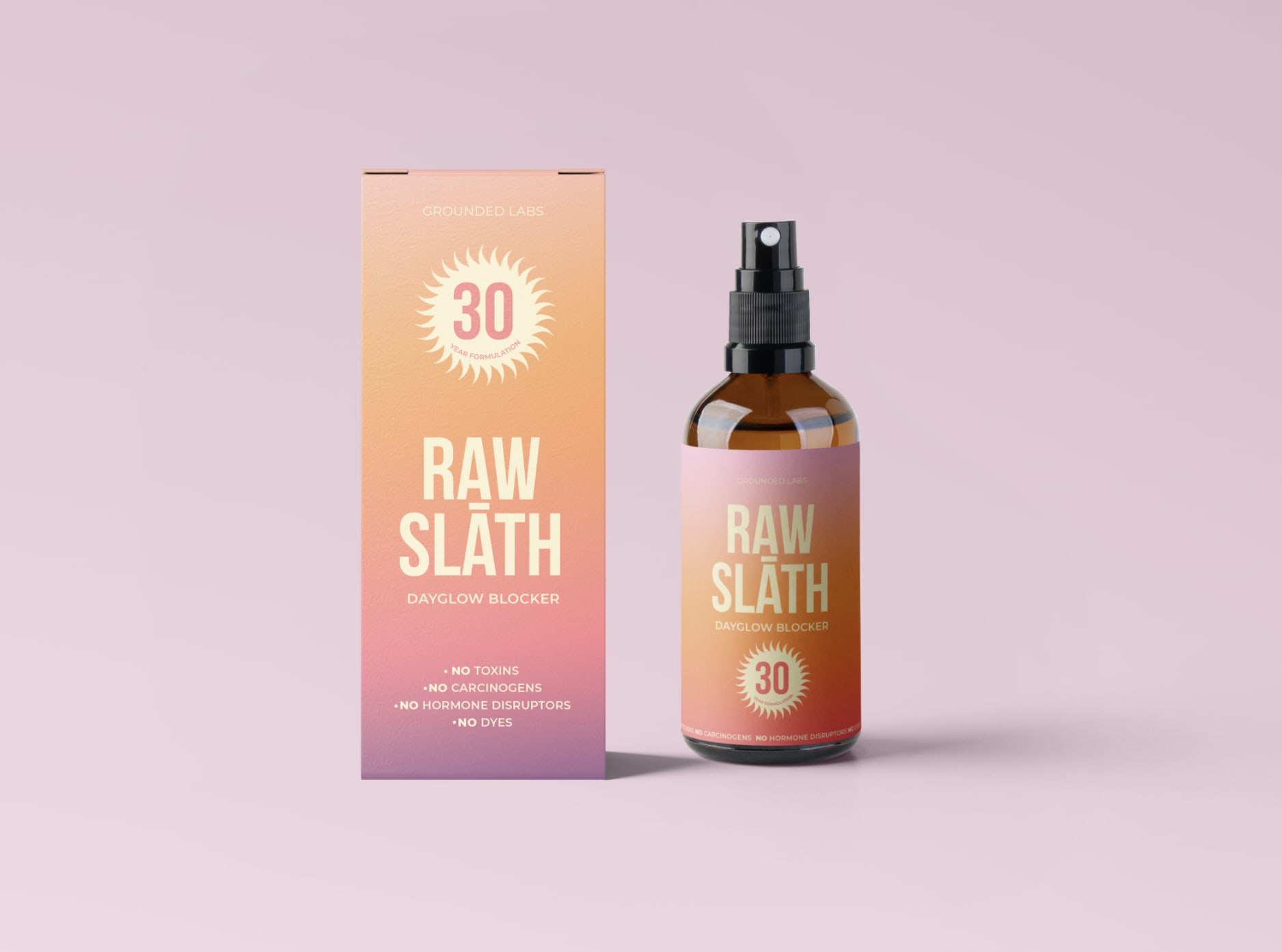 Spray bottle design Sunset Gradients packaging design trend 2025