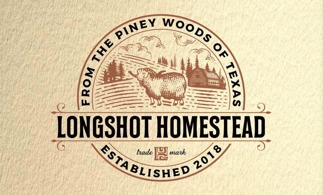 Longshot Homestead etched logo of a goat and farm