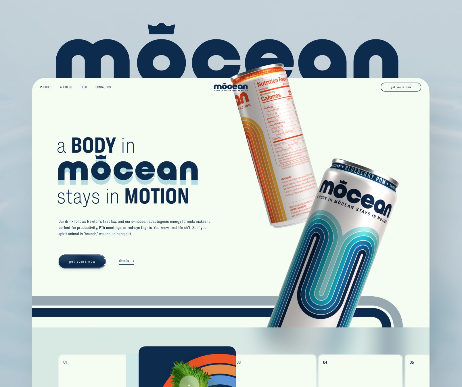 Captivating fonts used on a website for energy drinks