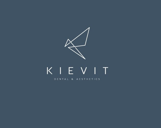 Blue and white business card with scribble logo