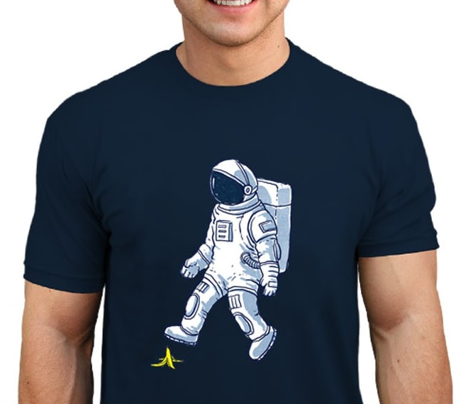 navy and white ink spaceman design T-shirt color combinations