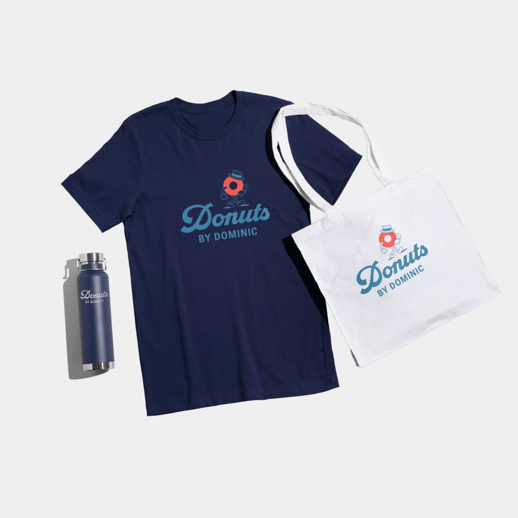 blue text on a navy donut brand T-shirt color combinations