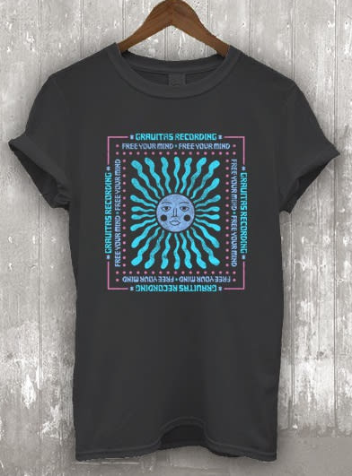 Electronic music label black and blue T-shirt color combinations
