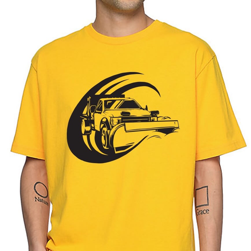 yellow and black T-shirt design for a snow removal company