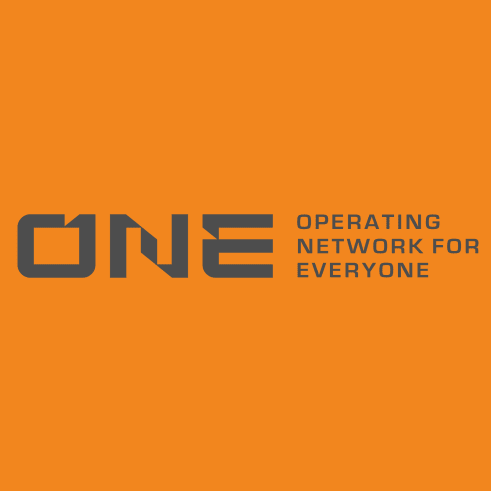 One logo with pieces missing in the lettering