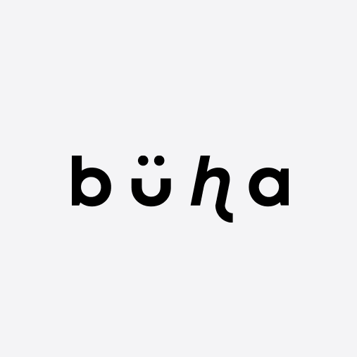 Buha logo with tilted &lsquo;h&rsquo;