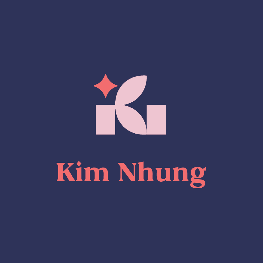 Logo color meaning: light pink logo design on dark blue background