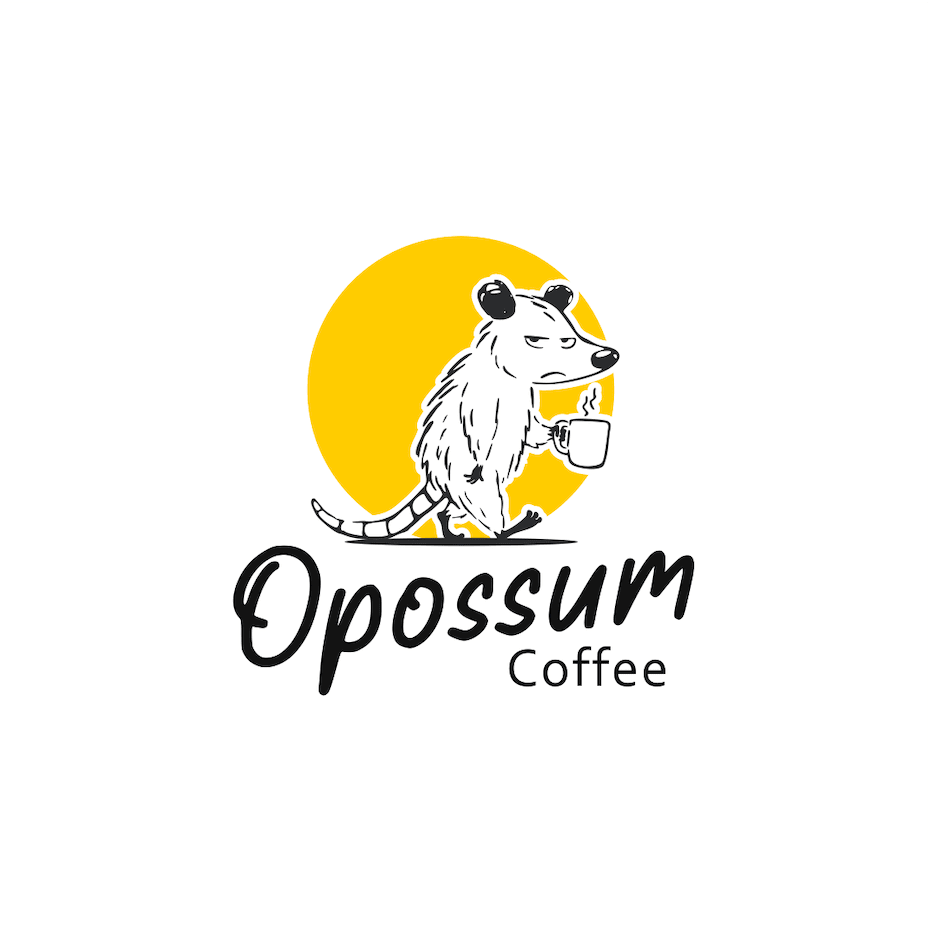 Logo color meaning: yellow opossum logo design for coffee