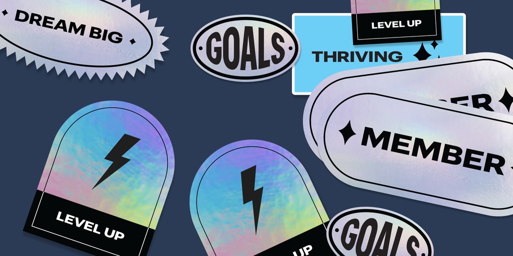 Stickers with motivational text and ideas for your clients