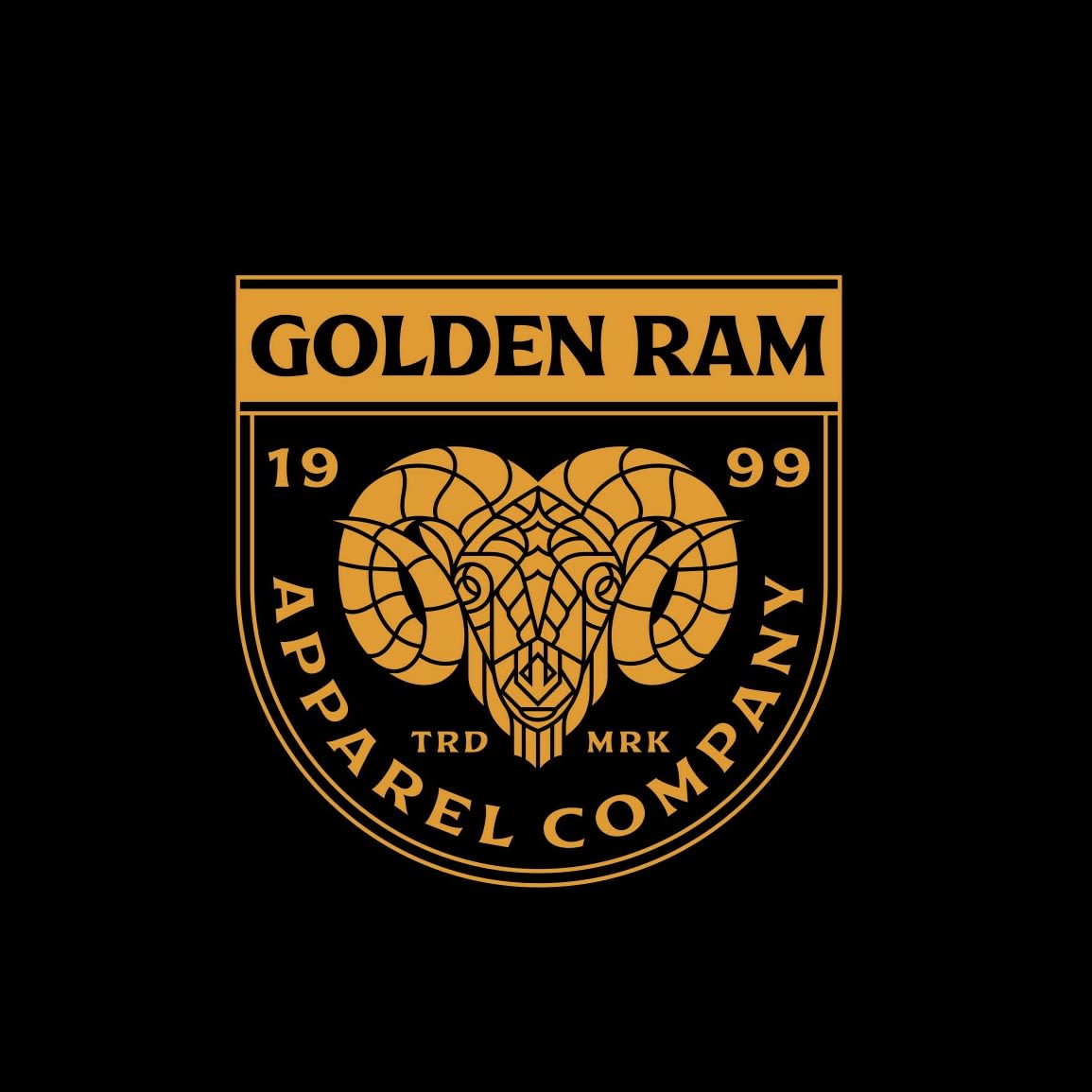 gold variations of a logo against a black background