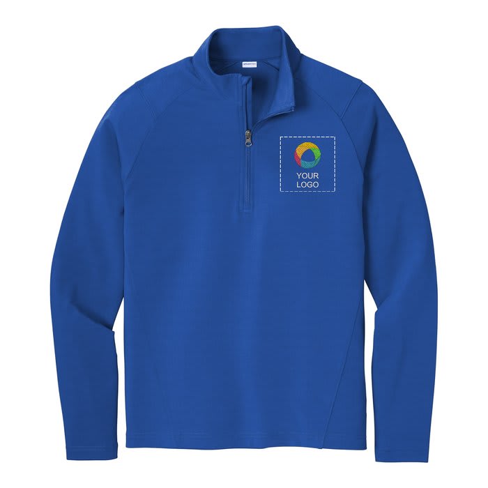 Blue quarter-zip SportTek sweatshirt