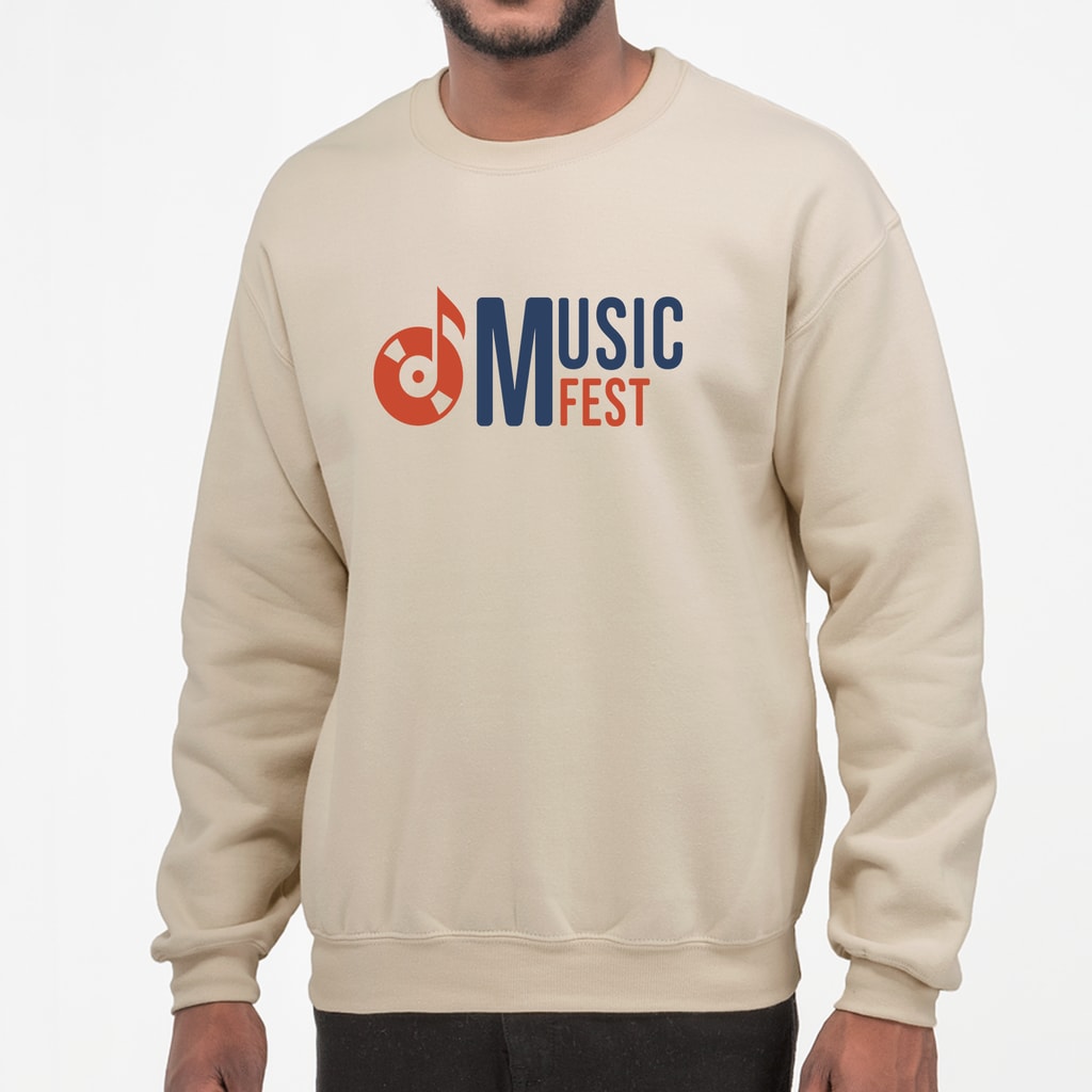 Gildan crewneck sweatshirt in beige with logo design