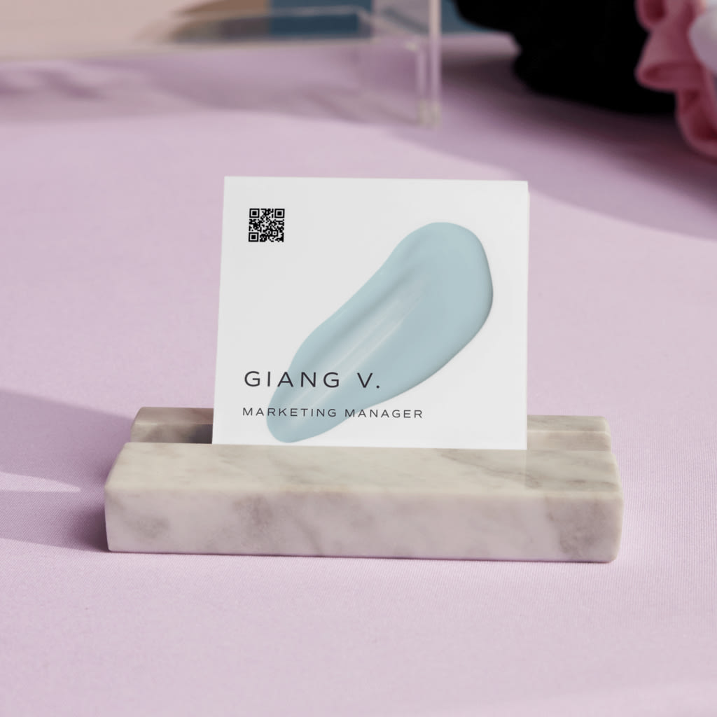 business card with a QR code to save space