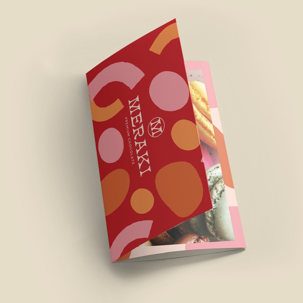 A branded brochure that uses the brand color palette