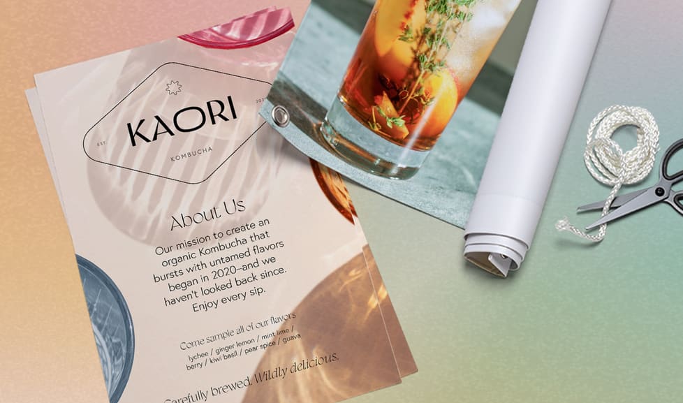 A small business brochure that shares the brand mission using the brand voice