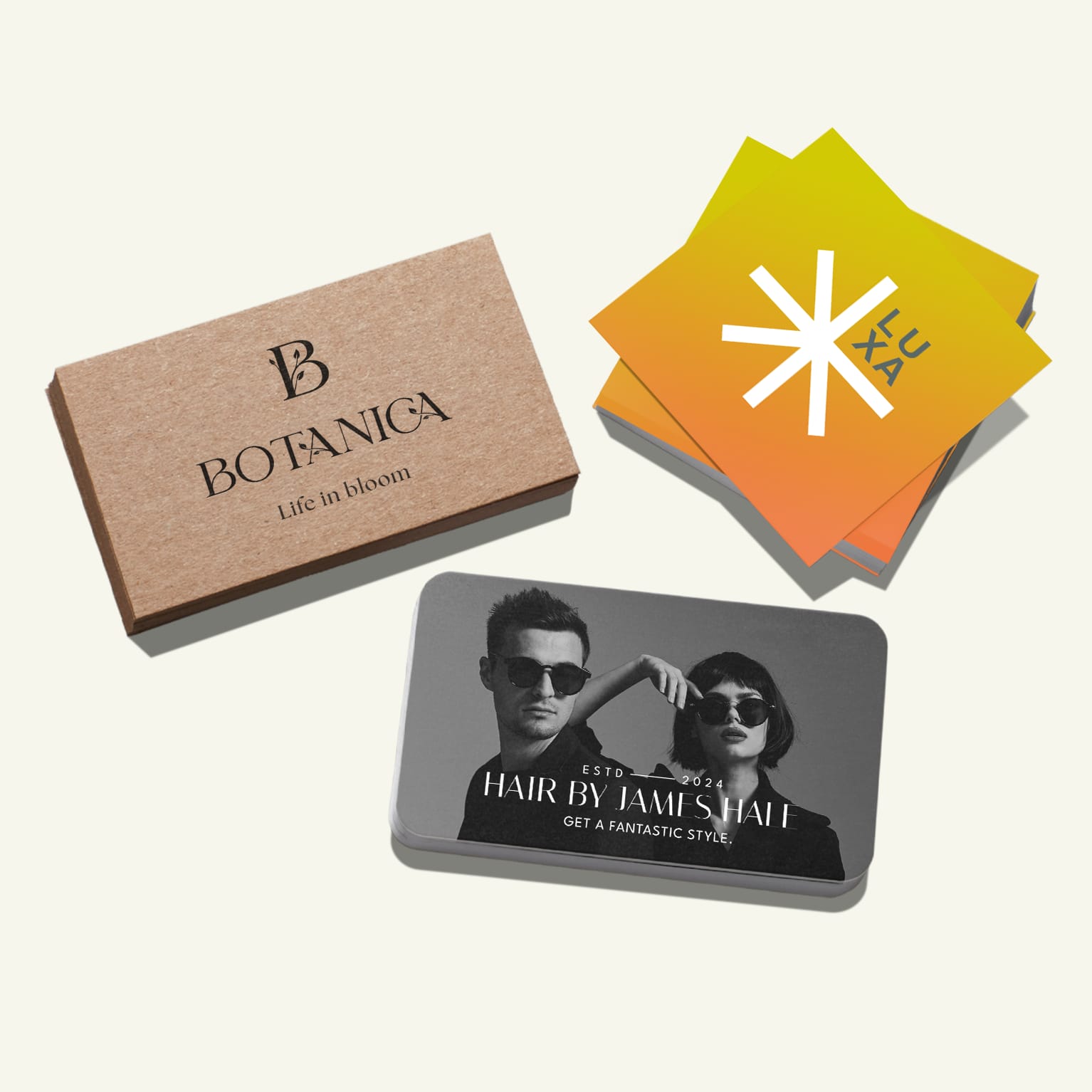 Examples of business card designs.