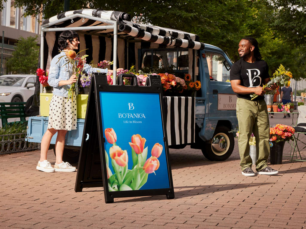 A-frame sign for an outdoor stall set up