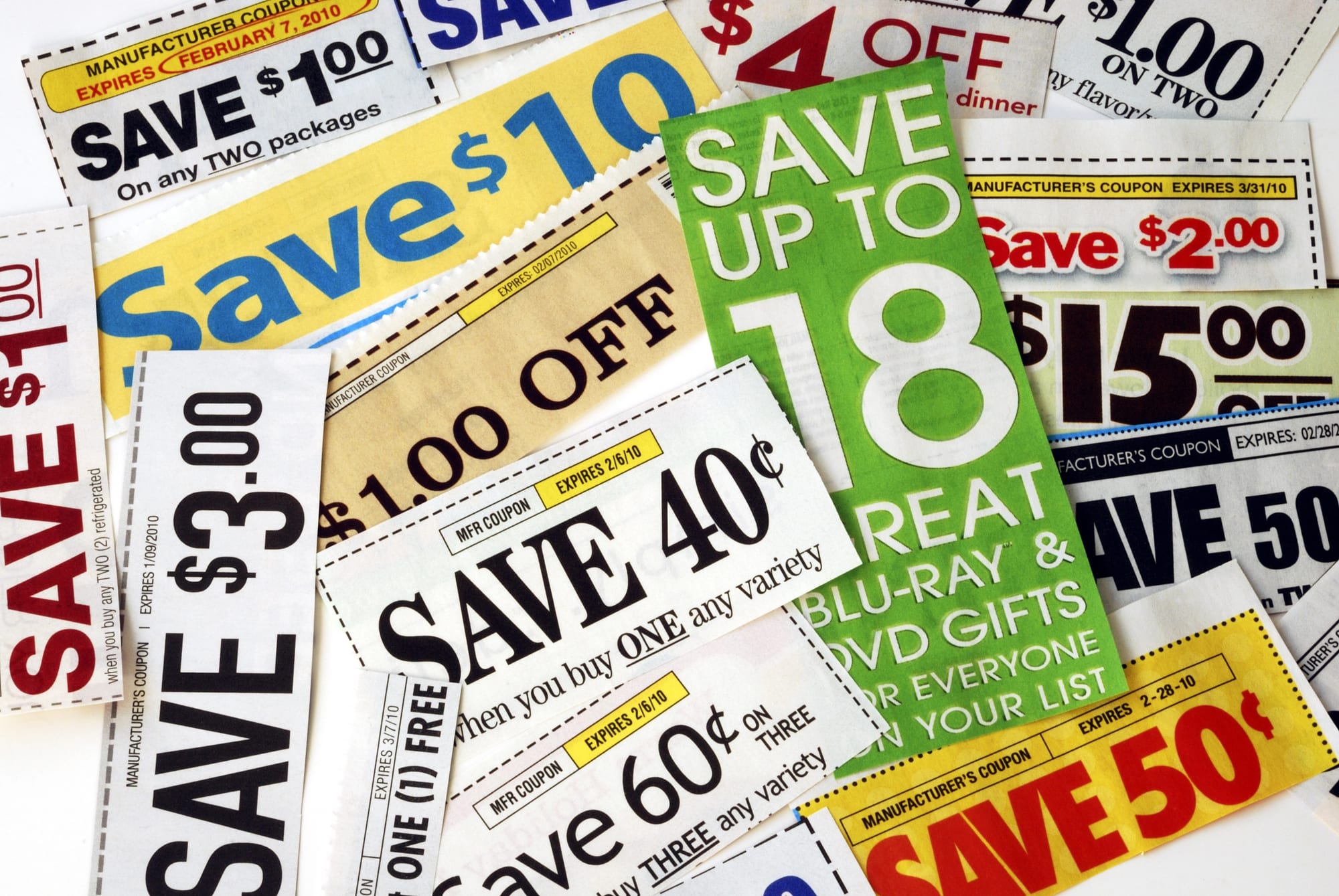 An assortment of coupons
