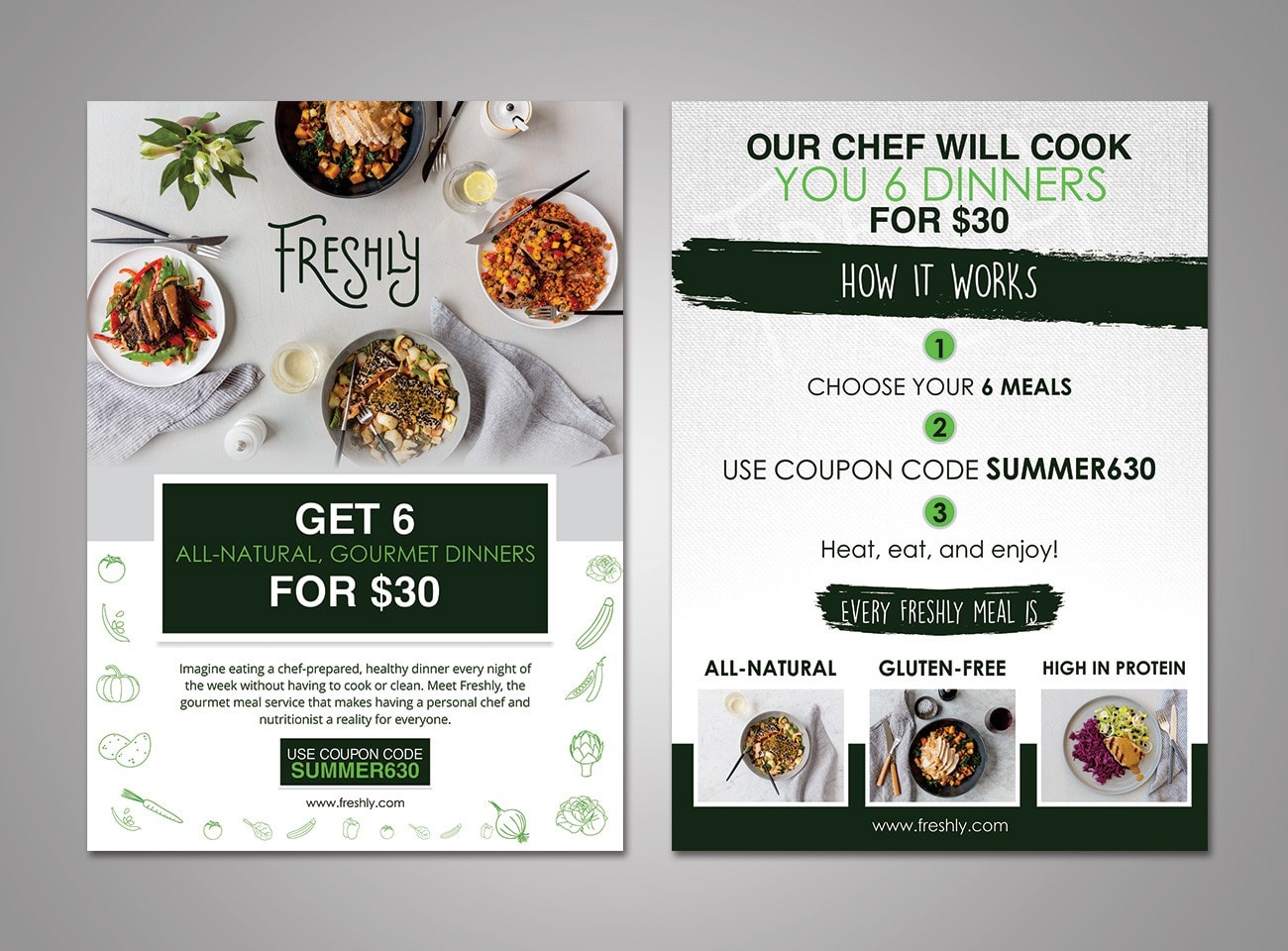 A5 flyer design for a meal service.
