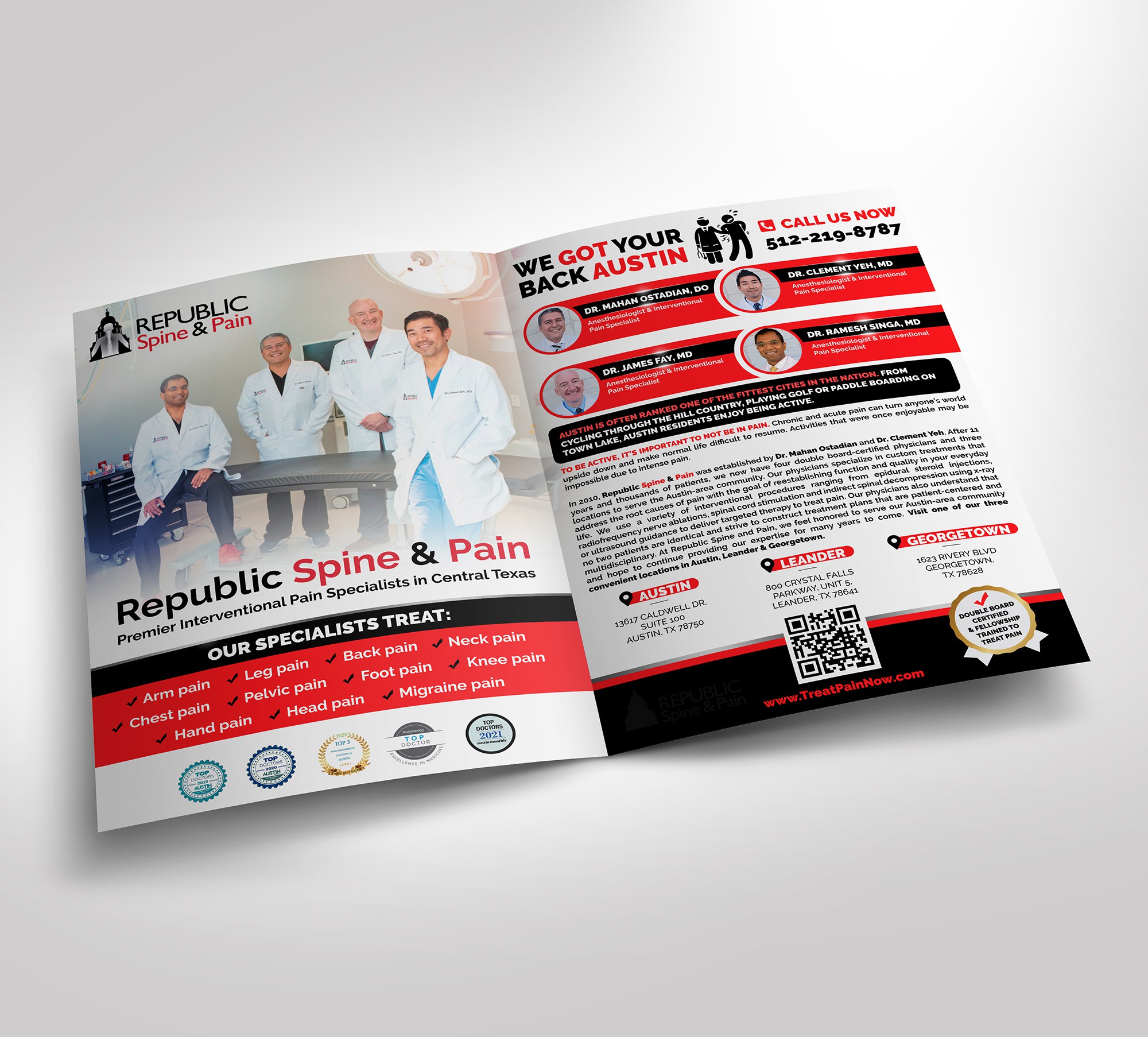 Leaflet for Republic Spine & Pain.