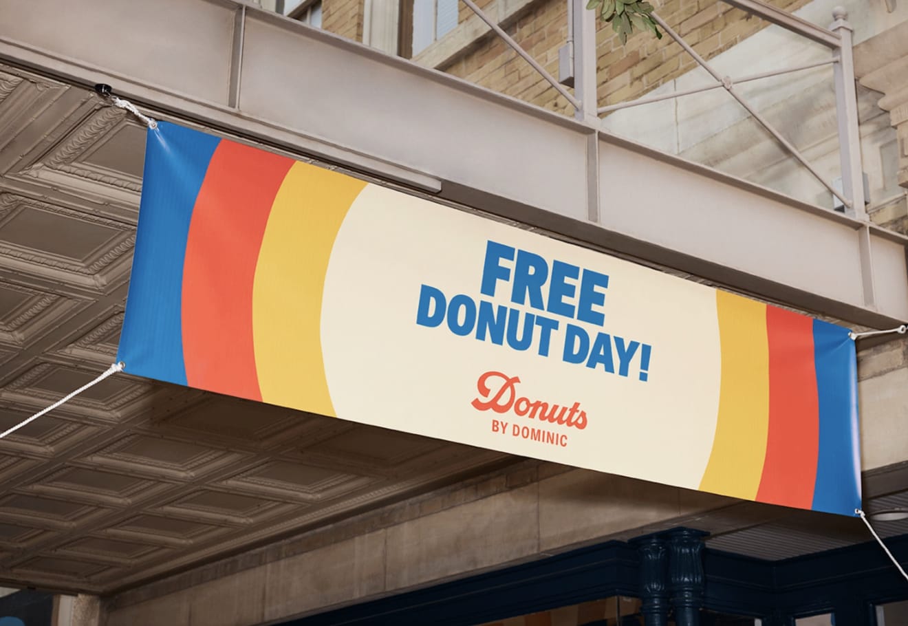 Banner with ‘Free Donut Day’.