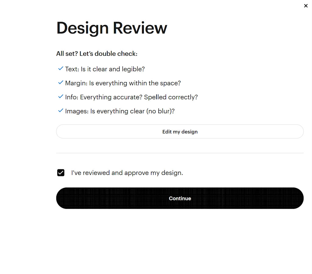 VistaPrint design review web page