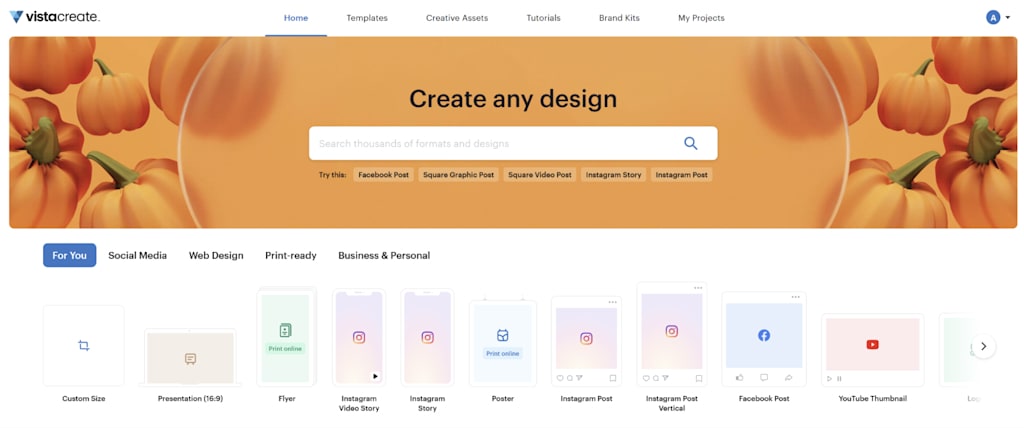 VistaCreate homepage