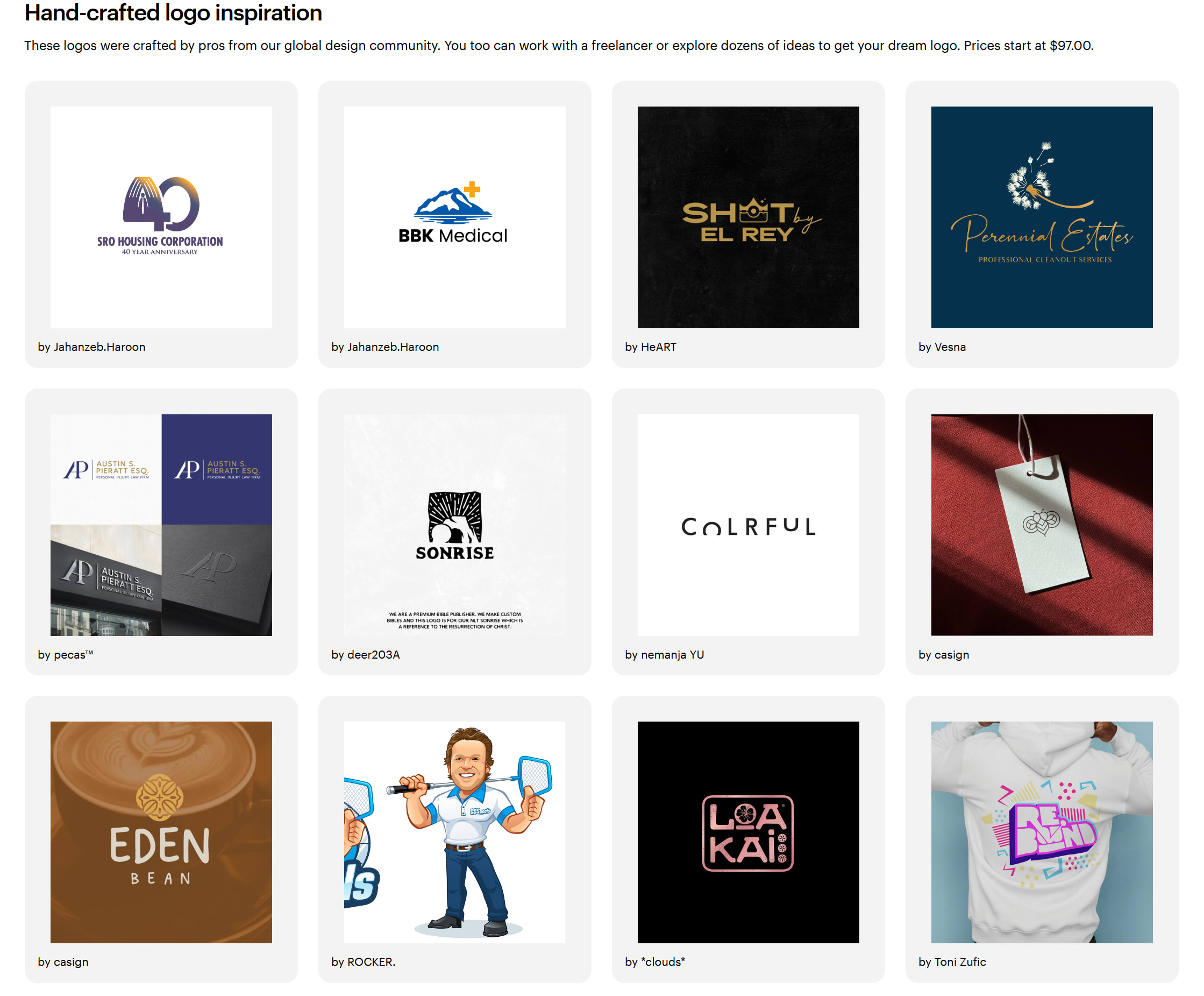 Hand-crafted logo inspiration on the VistaPrint Logomaker logo ideas page