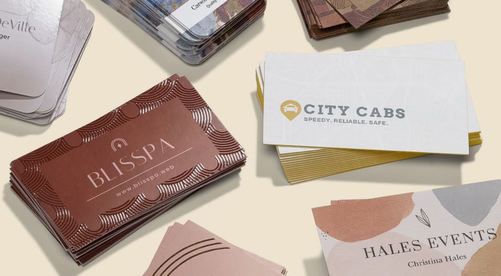 Assortment of types of business cards