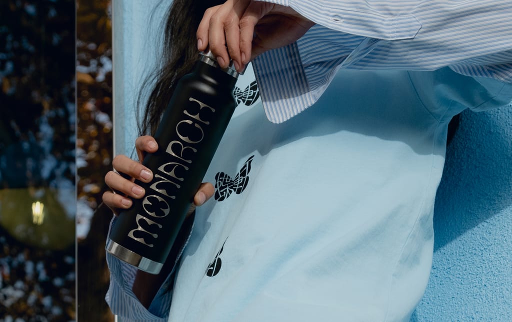 Water bottle with a brand logo as a 2025 trendy promotional product