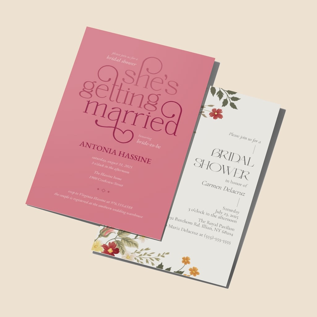 Bridal shower card minimalistic color palette