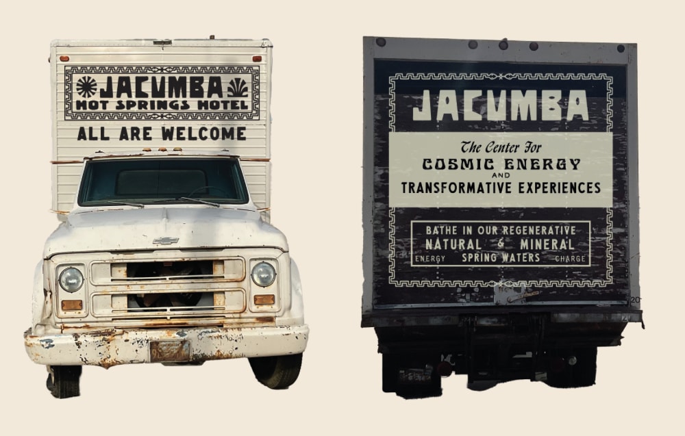 A sans serif font used on a truck sign